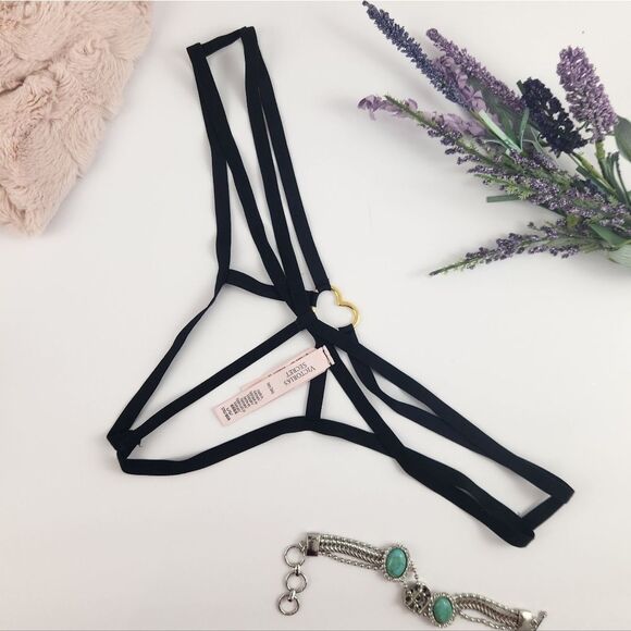 LARGE {Victoria's Secret} Black {Crotchless} Heart Panty - Picture 4 of 8
